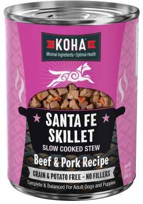 KOHA Santa Fe Skillet Slow Cooked Beef and Pork Stew Canned Dog Food - 12 x 12.7oz