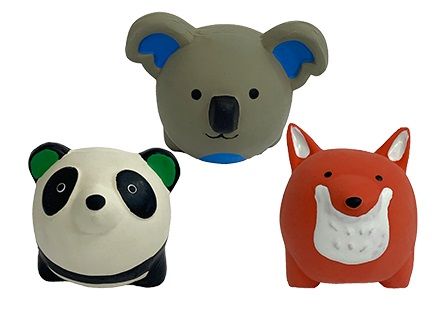 Multipet Minipet Latex Round Animals 2.5" Dog Toy