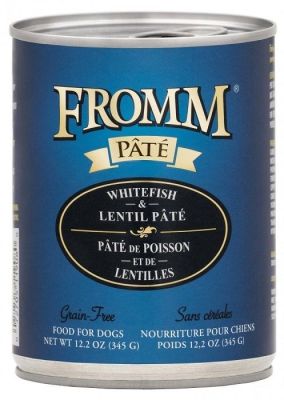 Fromm Grain-Free Whitefish & Lentil Pate Canned Dog Food 12x12.2oz