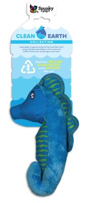 Spunky Pup Clean Earth Plush Seahorse Dog Toy