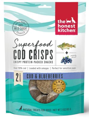 The Honest Kitchen Superfood Cod Crisps Cod & Blueberry Dehydrated Dog Treats - 3oz