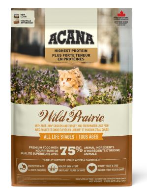 Acana Highest Protein Wild Prairie Free-Run Chicken and Turkey, And Freshwater Lake Fish Grain-Free Dry Cat Food