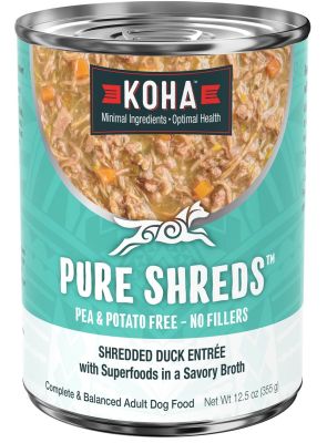 KOHA Pure Shreds Shredded Duck Entree Canned Dog Food - 12 x 12.5oz