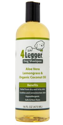 4Legger USDA Certified Organic Lemongrass and Aloe Hypoallergenic Dog Shampoo - 16oz