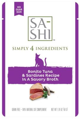 SA-SHI Grain-Free Bonito Tuna & Sardine in Broth Supplemental Cat Food Pouches 8x1.76oz