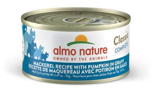 Almo Nature Classic Complete Mackerel With Pumpkin in Gravy Grain-Free Canned Cat Food - 12x2.47oz
