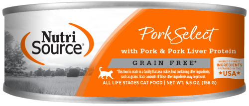 NutriSource Pork Select with Pork & Pork Liver Grain Free Canned Cat Food - 12 x 5.5oz