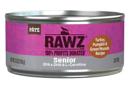 RAWZ Senior Turkey, Pumpkin and Green Mussels Canned Cat Food 24 x 5.5oz