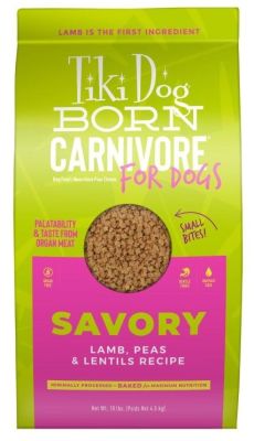 Tiki Dog Born Carnivore Savory Lamb, Peas & Lentils Recipe Grain-Free Baked Kibble Dry Dog Food