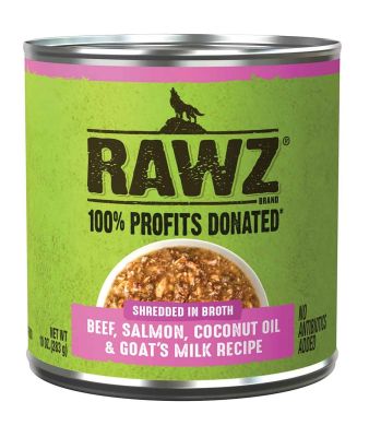 RAWZ Shredded Beef, Salmon and Coconut Oil Canned Dog Food - 12 x 10oz