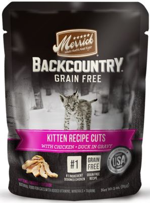 Merrick Backcountry Grain-Free Kitten Recipe Cuts Chicken & Duck in Gravy Cat Food Pouches 24x3oz
