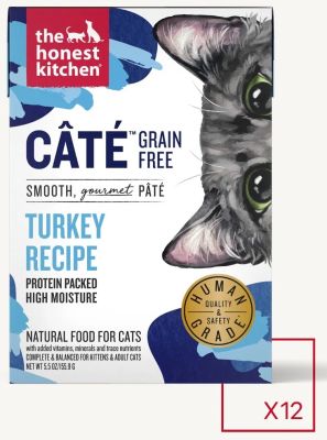 The Honest Kitchen Cate Grain Free Turkey Recipe Pate Wet Cat Food - 12 x 5.5oz