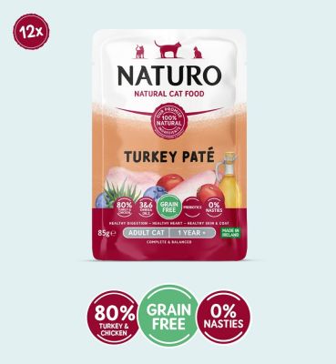Naturo Grain-Free Turkey Pate Cat Food Pouches - 12x3oz(85g)