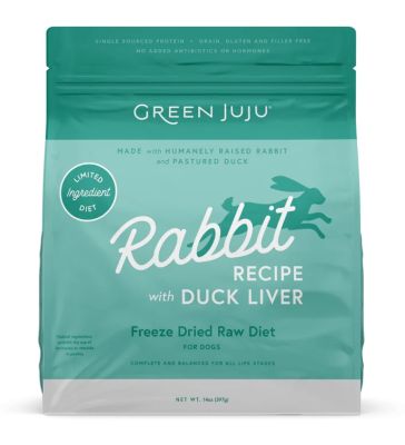 Green Juju Freeze Dried Raw Rabbit with Duck Liver Dog Food - 14oz (397g)