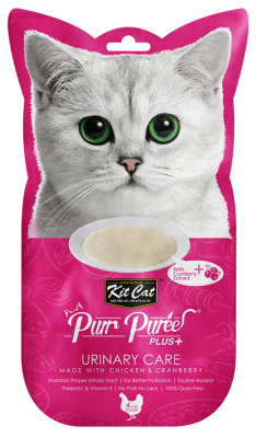Kit Cat Purr Puree Plus+ Chicken & Cranberry Urinary Care Lickable Cat Treat - 4 x 15g