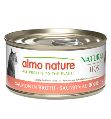 Almo Nature Natural HQS Salmon in Broth Grain-Free Canned Cat Food 24x2.5oz