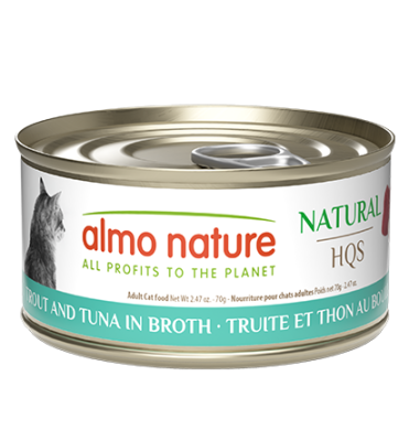 Almo Nature Natural HQS Trout and Tuna in Broth Grain-Free Canned Cat Food 24x2.5oz