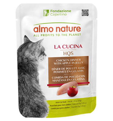 Almo Nature La Cucina HQS Chicken with Apple in Jelly Grain-Free Adult Cat Food Pouches 24x1.94oz