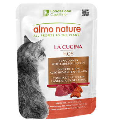 Almo Nature La Cucina HQS Tuna with Lobster in Jelly Grain-Free Adult Cat Food Pouches 24x1.94oz
