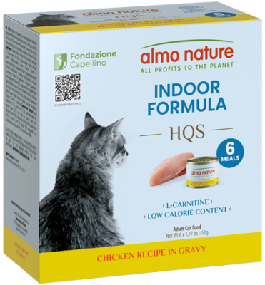 Almo Nature Supportive Formulas HQS Indoor Formula Chicken Recipe In Gravy Adult Canned Cat Food - 6 x 1.77oz (50g)
