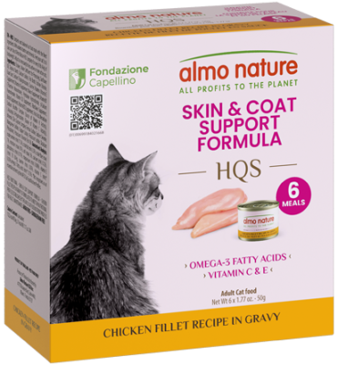Almo Nature Supportive Formulas HQS Skin & Coat Support Formula Chicken Fillet Recipe In Gravy Adult Canned Cat Food - 6 x 1.77oz (50g)