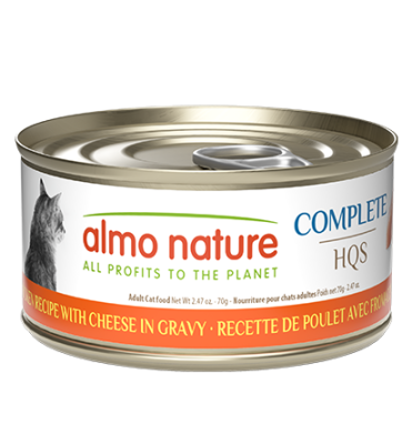 Almo Nature Complete HQS Chicken Recipe with Cheese in Gravy Grain-Free Canned Cat Food 24x2.47oz