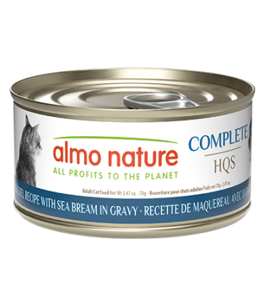 Almo Nature Complete HQS Mackerel with Sea Bream in Gravy Grain-Free Canned Cat Food - 24x2.47oz