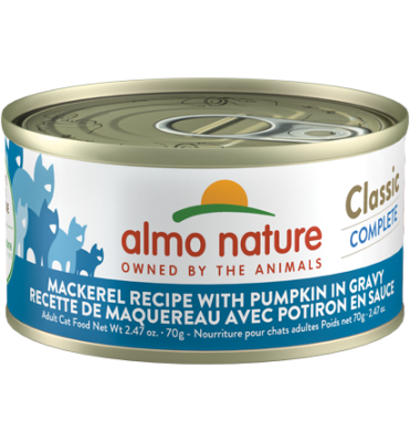 Almo Nature Classic Complete Mackerel With Pumpkin in Gravy Grain-Free Canned Cat Food - 12x2.47oz