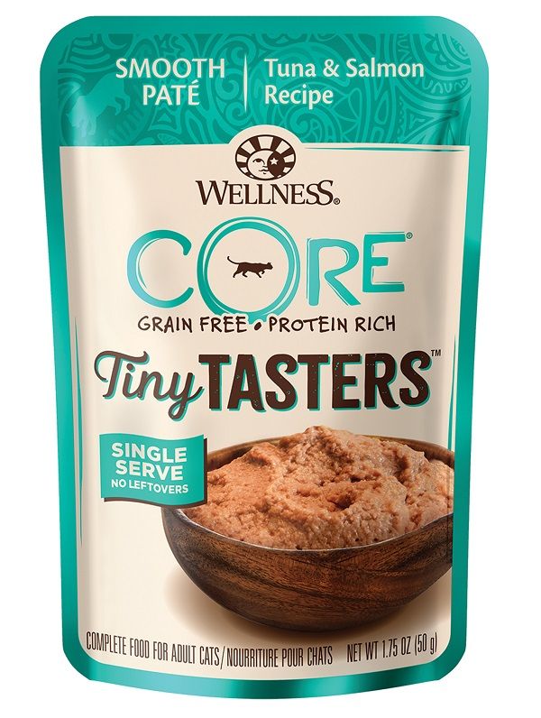 Wellness CORE Grain Free Tiny Taster Tuna & Salmon Cat Food Pouches PetOnly.ca