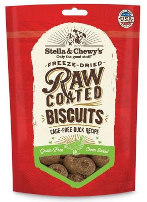 Stella & Chewy's Raw Coated Cage-Free Duck Buscuit Dog Treats 9oz