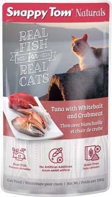Snappy Tom Naturals Tuna with Whitebait & Crabmeat Cat Food Pouches 12 x 100g