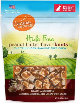 Canine Naturals Hide Free Peanut Butter Mini Knots Dog Chews - 12 ct