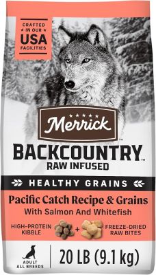 Merrick Backcountry Healthy Grains Raw Infused Pacific Catch with Salmon and Whitefish Dry Dog Food-20 lbs