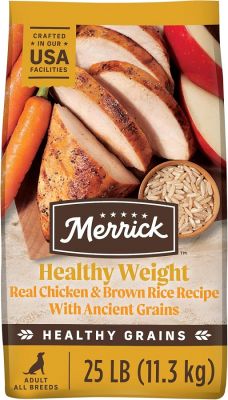 Merrick Healthy Grains Healthy Weight with Real Chicken & Brown Rice Dry Dog Food-25 lbs