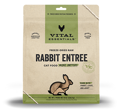 Vital Essentials Rabbit Entree Mini Patties Freeze Dried Raw Cat Food