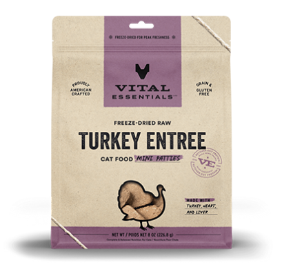 Vital Essentials Turkey Entree Mini Patties Freeze Dried Raw Cat Food
