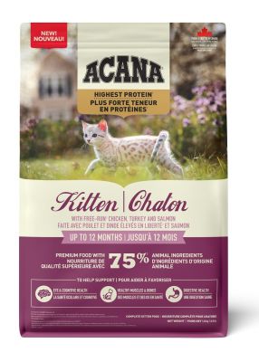 Acana Highest Protein Kitten Free-Run Chicken, Turkey, and Salmon Grain-Free Dry Cat Food - 4 lbs