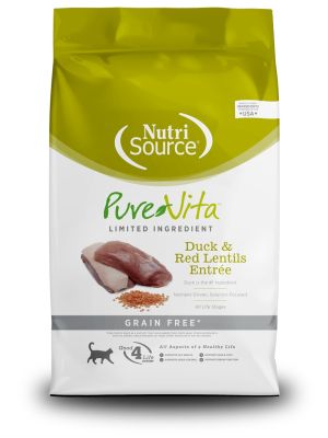 NutriSource PureVita Limited Ingredient Grain Free Duck & Red Lentils Dry Cat Food 