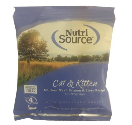 NutriSource Cat & Kitten Chicken Meal, Salmon, & Liver Recipe With Wholesome Grains Dry Cat Food - Sample