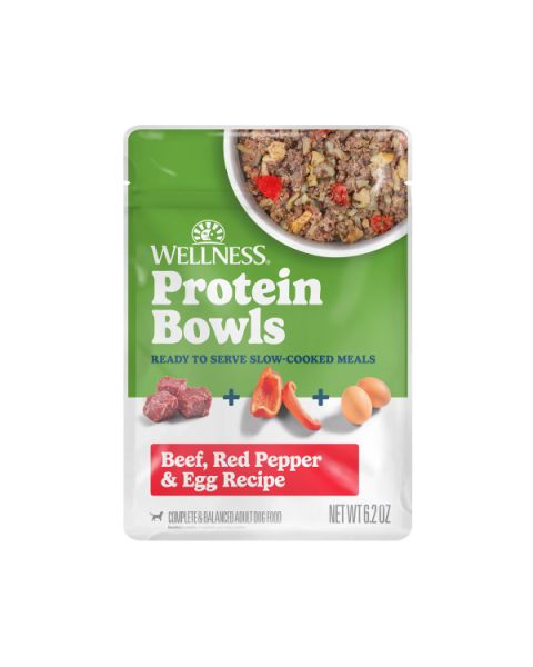 Wellness Protein Bowls Beef, Red Pepper & Egg Recipe Dog Food Pouches - 12 x 6.2oz