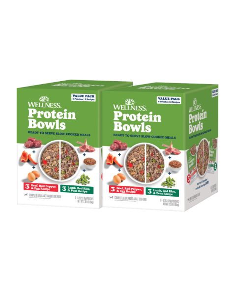 Wellness Protein Bowls Beef & Lamb Value Pack Dog Food Pouches - 12 x 6.2oz