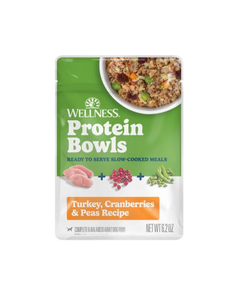 Wellness Protein Bowls Turkey, Cranberries & Peas Recipe Dog Food Pouches - 12 x 6.2oz
