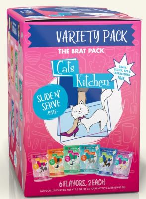 Weruva Cats In The Kitchen Slide N' Serve The Brat Pack Variety Pack Cat Food Pouches - 12x3oz