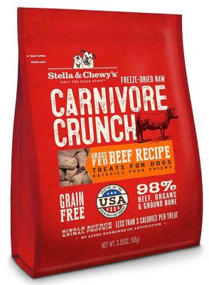 Stella & Chewy's Carnivore Crunch Grass-Fed Beef Recipe Freeze-Dried Dog Treats 3.25oz