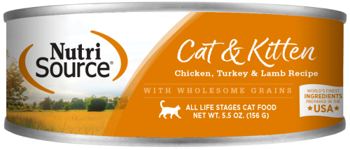 NutriSource Cat & Kitten Chicken, Turkey & Lamb Recipe With Wholesome Grains Canned Cat Food - 12 x 5.5oz
