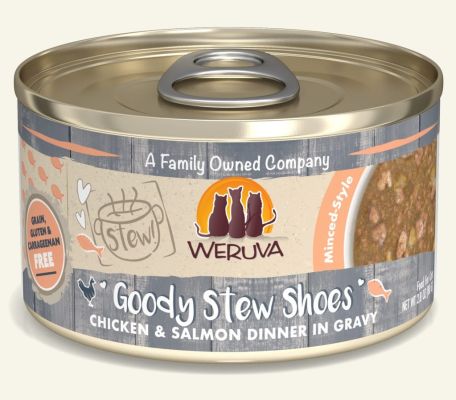 Weruva STEW Goody Stew Shoes Chicken & Salmon Dinner in Gravy Canned Cat Food