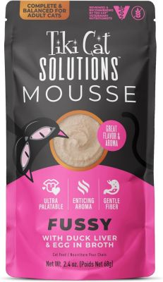 Tiki Cat Solutions Fussy With Duck Liver and Egg in Broth Cat Food Pouches - 12x2.4oz
