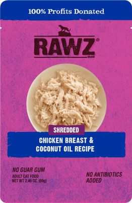 RAWZ Shredded Chicken Breast and Coconut Oil Recipe Cat Food Pouches - 8x2.46oz