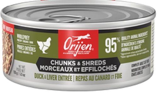 Orijen Chunks and Shreds Duck and Liver Entree Recipe Canned Cat Food - 12x5.5oz