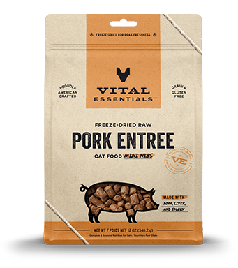 Vital Essentials Pork Entree Mini Nibs Freeze Dried Raw Cat Food